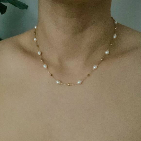 Ashley Freshwater Pearl Necklace - Gold Chain Pearl Necklace - Picture 6 of 6